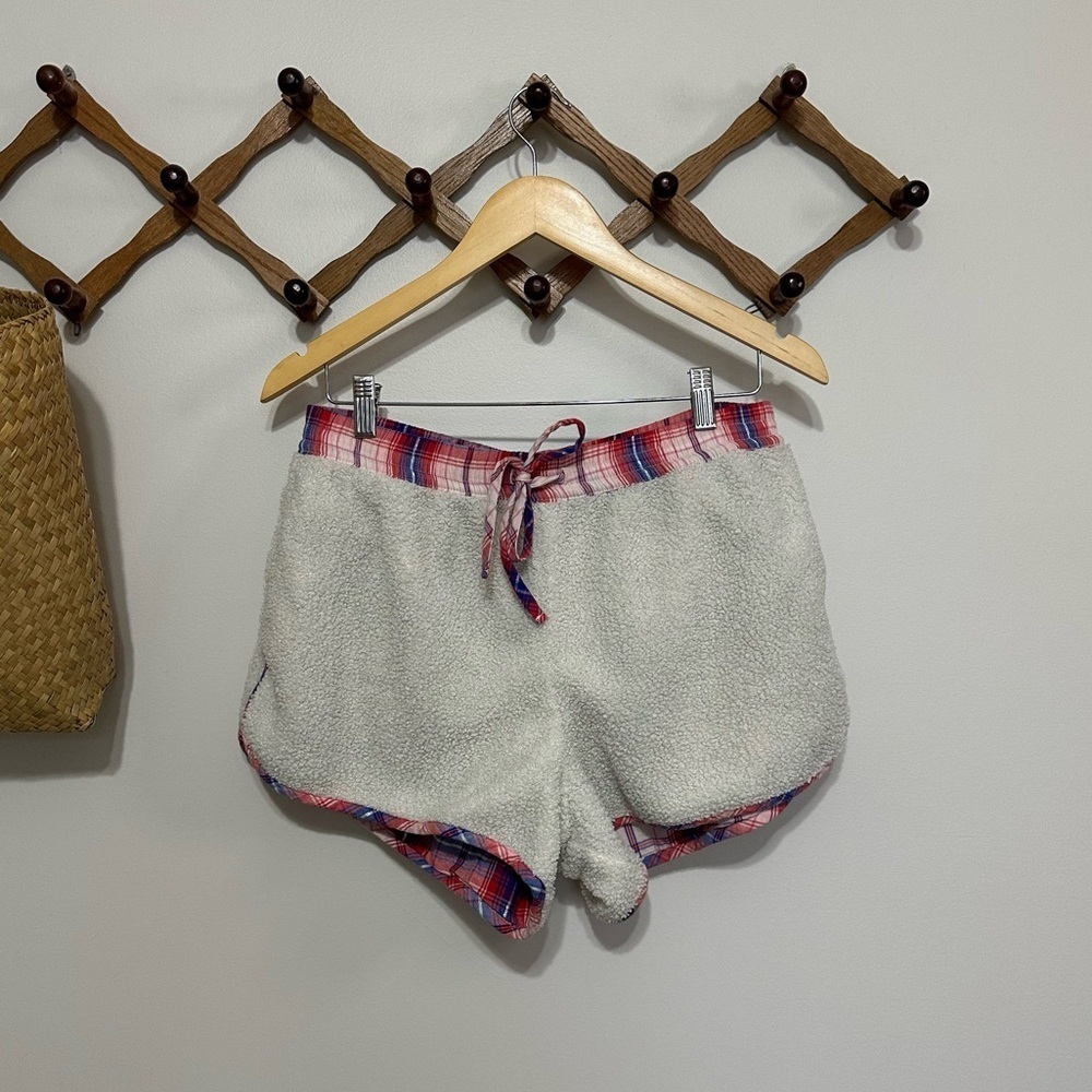 Victoria's Secret Soft Sherpa Fleece Flannel-Lined Drawstring Pajama Shorts